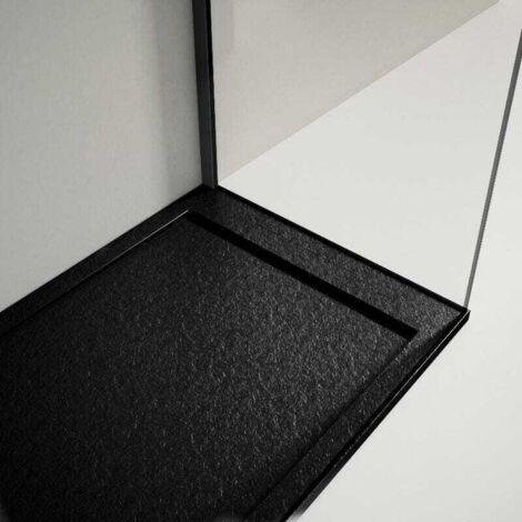 Piatto doccia ultrasottile 90x100cm LUX in resina finitura ardesia nero