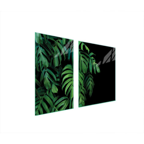 PIATTO E TAGLIERE IN VETRO 100x52 MONSTERA