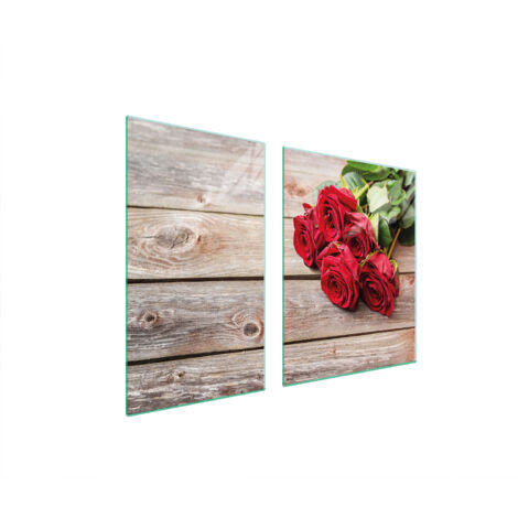 PIATTO E TAGLIERE IN VETRO 100x52 ROSE