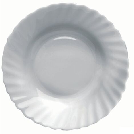 Piatto fondo in vetro bianco 23 cm per tavola cucina casa hotel ristorante