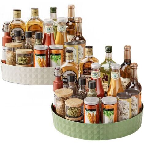 Piatto girevole da cucina in 2 pezzi, organizer per la cucina, porta spezie, piatto girevole Lazy Susan da cucina, piatto girevole multifunzionale da cucina
