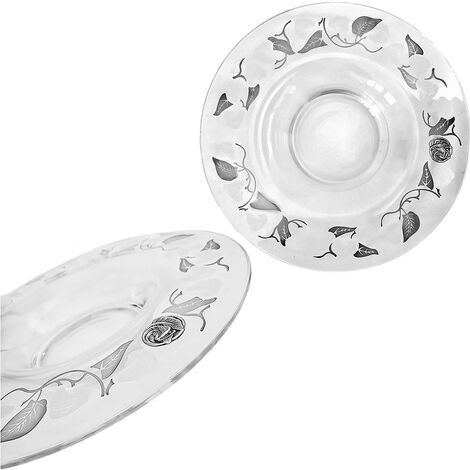 Piatto in cristallo vassoio centro tavola decoro argento particolare casa soggiorno elegante moderno idea regalo