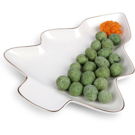 Piatto in porcellana con albero di Natale, ideale per torte natalizie, 20x16,5 cm.