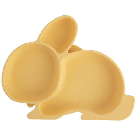 PIATTO IN SILICONE PER BAMBINI, CONIGLIETTO DIVISO, CIOTOLA CON VENTOSA