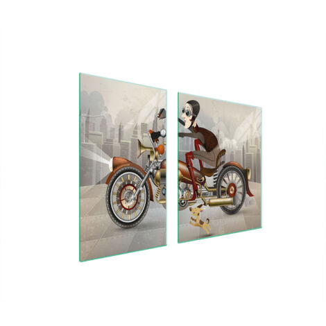 PIATTO IN VETRO e TAGLIERE 100x52 MOTO