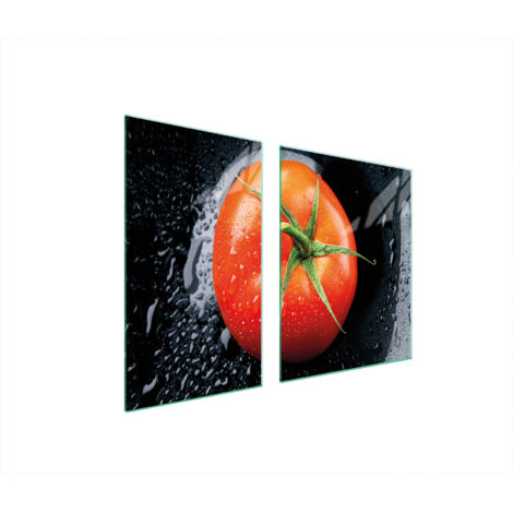 PIATTO IN VETRO e TAGLIERE 100x52 POMODORO