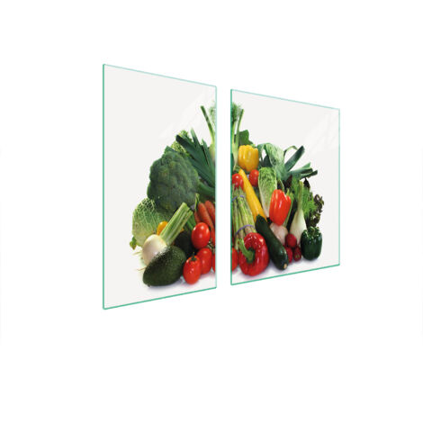 PIATTO IN VETRO e TAGLIERE 100x52 VERDURE