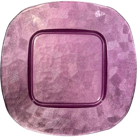 PIATTO PIANO IN VETRO COLORATO ROSA 26X26 CM