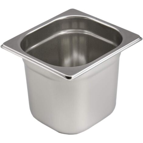 PIAZZA Bacinella Gastronorm 1/6 - in Acciaio Inox - H 15Cm