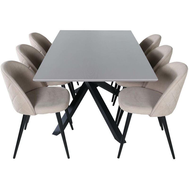Ebuy24 - Piazzagrbl Essgruppe Esstisch Grau Und 6 Velvet Stitches Esszimmerstühle Beige.