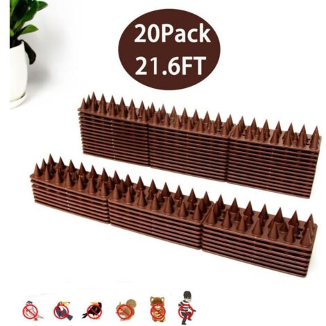 Pic Anti Pigeon, 6 Mètres Anti Pigeons pour Balcon Plastique Kit, Repulsif Oiseaux Pigeon Pic Anti Chat, pour Moineaux Hirondelles Corneilles Chat-3 Rangées 20 Pièces Brun
