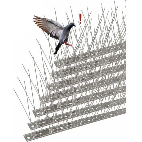 Pic Anti-Pigeon en Acier Inoxydable 3.3 Mètres, Pack de 10 Pique Anti-Oiseaux pour Effrayer Pigeons, Corbeaux, Moineaux, Chats,