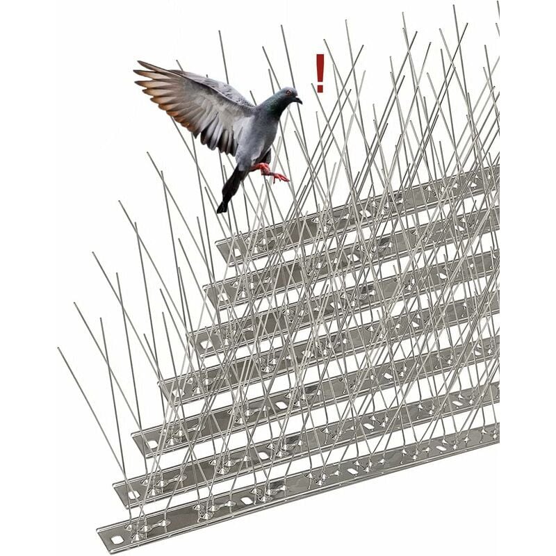 Ulisem - Pic Anti-Pigeon en Acier Inoxydable 3.5 Mètres, Pack de 14 Pique Anti-Oiseaux pour Effrayer Pigeons, Corbeaux, Moineaux, Chats - Répulsif