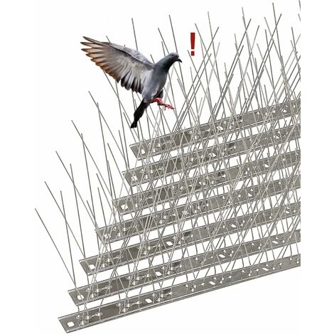 Pic Anti-Pigeon en Acier Inoxydable 3.5 Mètres, Pack de 14 Pique Anti-Oiseaux pour Effrayer Pigeons, Corbeaux, Moineaux, Chats - Répulsif Oiseaux Respectueux des Animaux