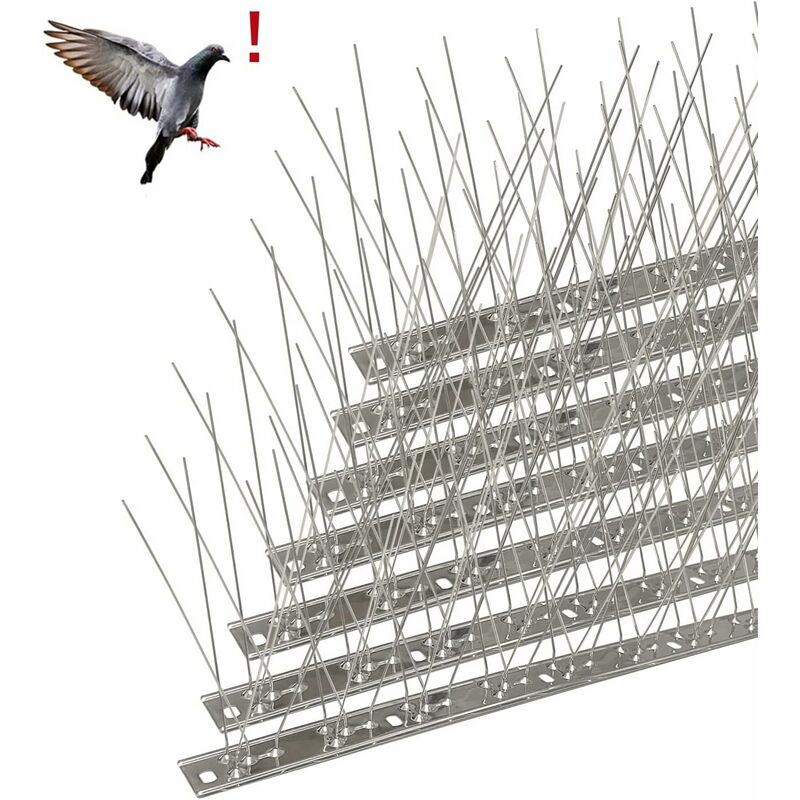 Pic Anti-Pigeon en Acier Inoxydable 6.6 Mètres, Pack de 20 Pique Anti-Oiseaux pour Effrayer Corbeaux, Moineaux, Chats, Respectueux des Animaux