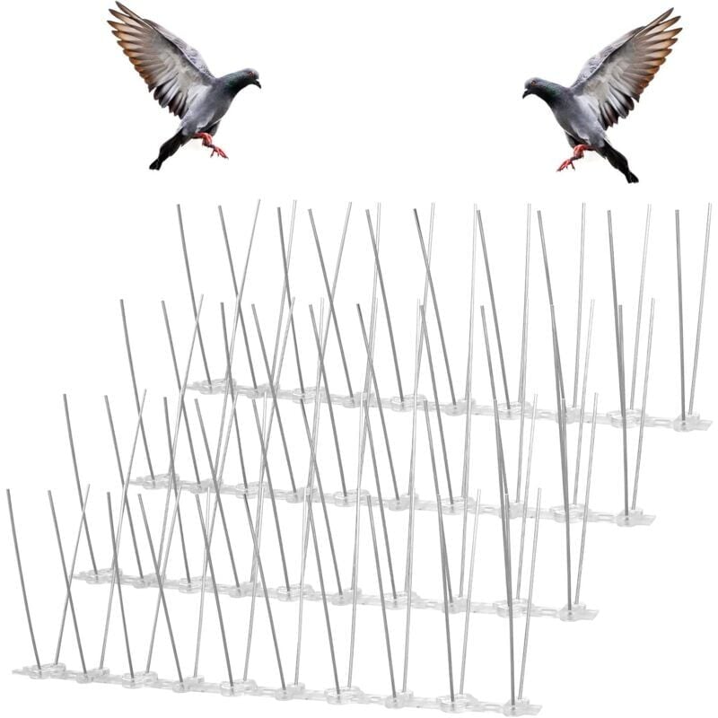 Debuns - Pic Anti Pigeon Inoxydable, 1M 4 Rangées Pique Anti Pigeon Balcon, Pré-assemblé Flexible Pic Anti Oiseaux ​pour Moineaux Hirondelles