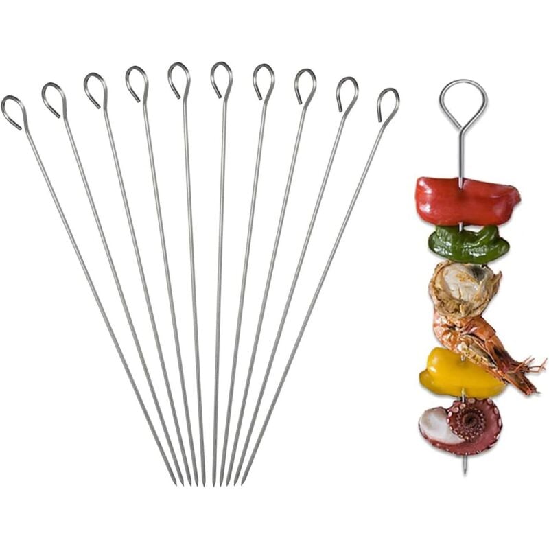 Pic Brochette Inox, 10pcs Brochettes pour Barbecue,Brochette Barbecue Réutilisables,Pique a