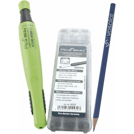 Pica Big Dry - Pica-Set -Zimmermannsbleistift mit 12 Ersatzminen graphit 2B