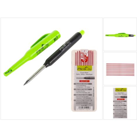 Pica DRY Longlife Automatic Pencil + Set de mines de rechange solubles dans l'eau - rouge - 10 pcs. (3030) (4031)