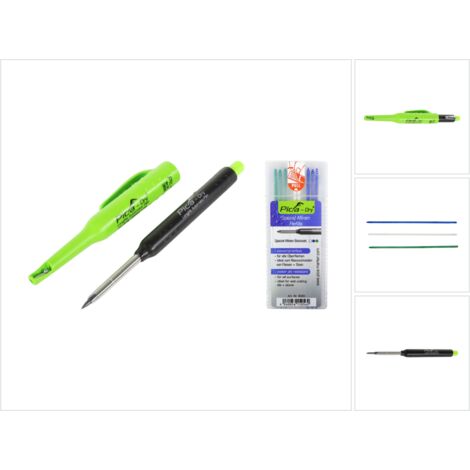 Pica DRY Longlife Marqueur de chantier automatique pour artisans professionnels avec mine de graphite + 1 x 8 mines speciales résistantes aux jets d'eaux