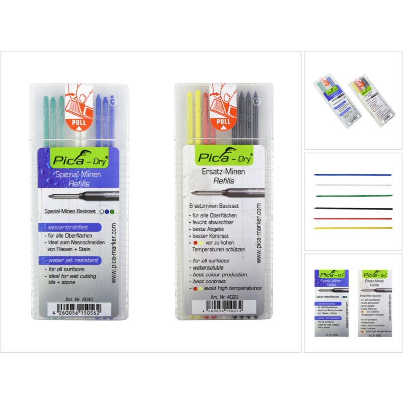 

Pica DRY Set Basis con Juego de minas de colores solubles en agua Multiusos - 8 piezas + Juego de minas resistentes al agua - 8 piezas