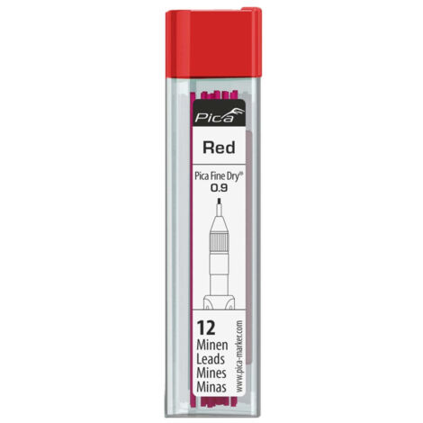 Pica - Estuche de 12 minas rojas para portaminas Fine Dry - herramienta profesional duradera, calidad garantizada, envío en 24h