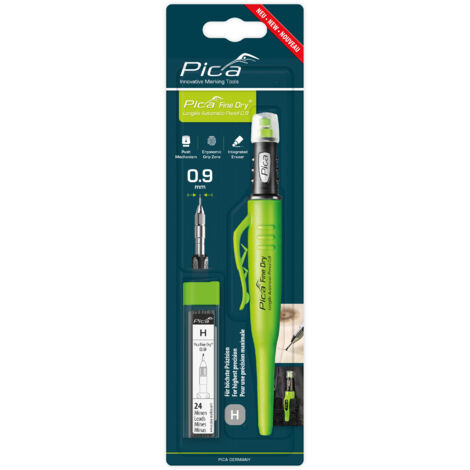 Pica FINE Dry Longlife Automatic Pencil Tieflochmarker + 24 x Ersatzminen Graphit H
