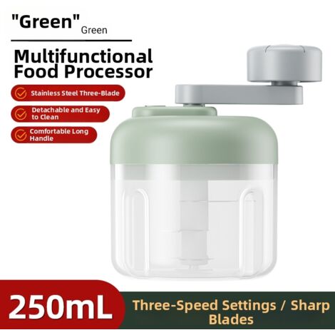Picadora de ajo manual multifuncional de 250 ml con tres velocidades, color verde - OTROS