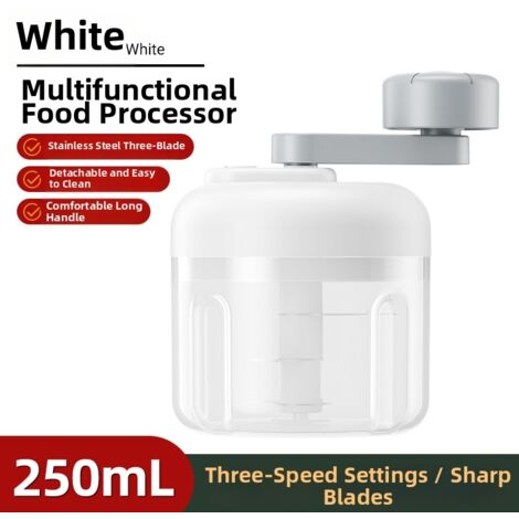 Picadora de ajos manual multifuncional de 250 ml con tres velocidades, color blanco - OTROS