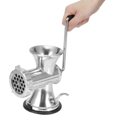 Picadora De Carne De Aluminio Picadora De Carne Manual De Cocina con Base De Succión Picadora De Carne para Hacer Salchichas, Relleno De Carne, 17x17x12 Cm Plata