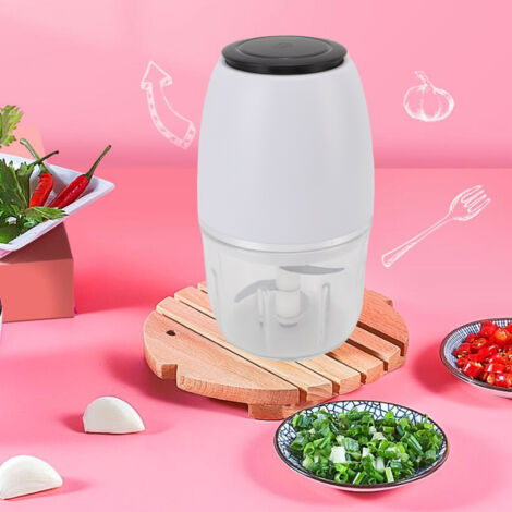 Picadora eléctrica de 300 ml: procesador de cocina portátil para verduras, frutos secos, cebollas y carne.