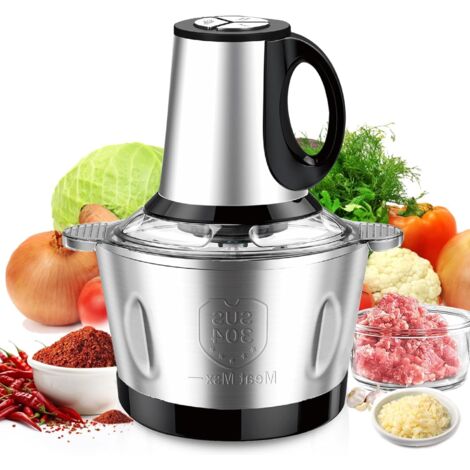 Picadora eléctrica de alimentos de 500 W, recipiente de acero inoxidable de 2 L, procesador de alimentos eléctrico de 3 velocidades para cocinar, preparar comida para bebés y suplementos alimenticios 