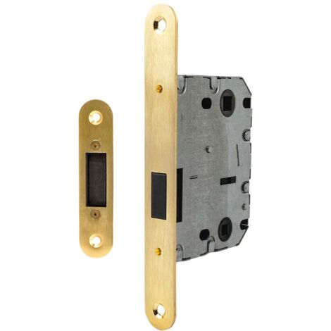 Picaporte magnético dorado satinado condena 70mm canto redondo