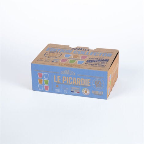 DURALEX Picardie Multi Teinte Gobelet 25 cl Picardie Multicolor Tumbler 25CL (2xrose, 2xmarine, 1 vermeil, 1 vert)