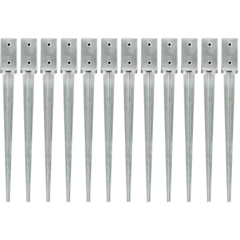 

Picas de tierra 12 uds acero galvanizado plateado 7x7x75 cm
