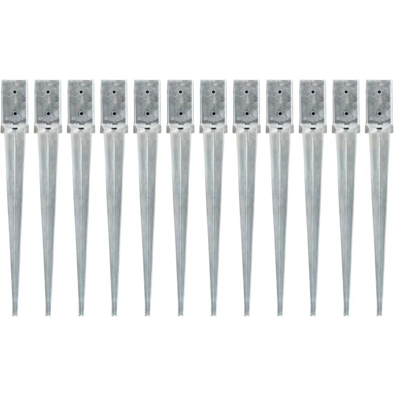 

Picas de tierra 12 uds acero galvanizado plateado 8x8x76 cm