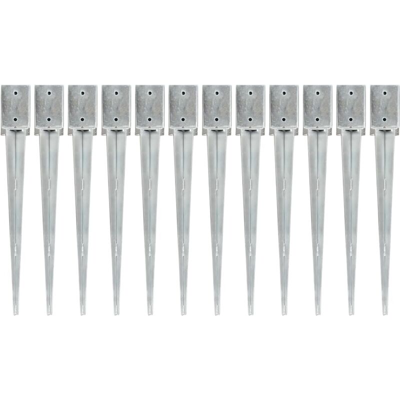 

Picas de tierra 12 uds acero galvanizado plateado 9x9x75 cm