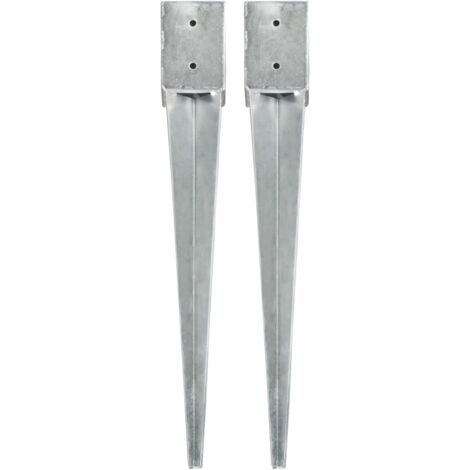 Picas de tierra 2 uds acero galvanizado plateado 10x10x76 cm
