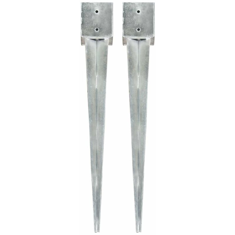 

Picas de tierra 2 uds acero galvanizado plateado 12x12x89 cm