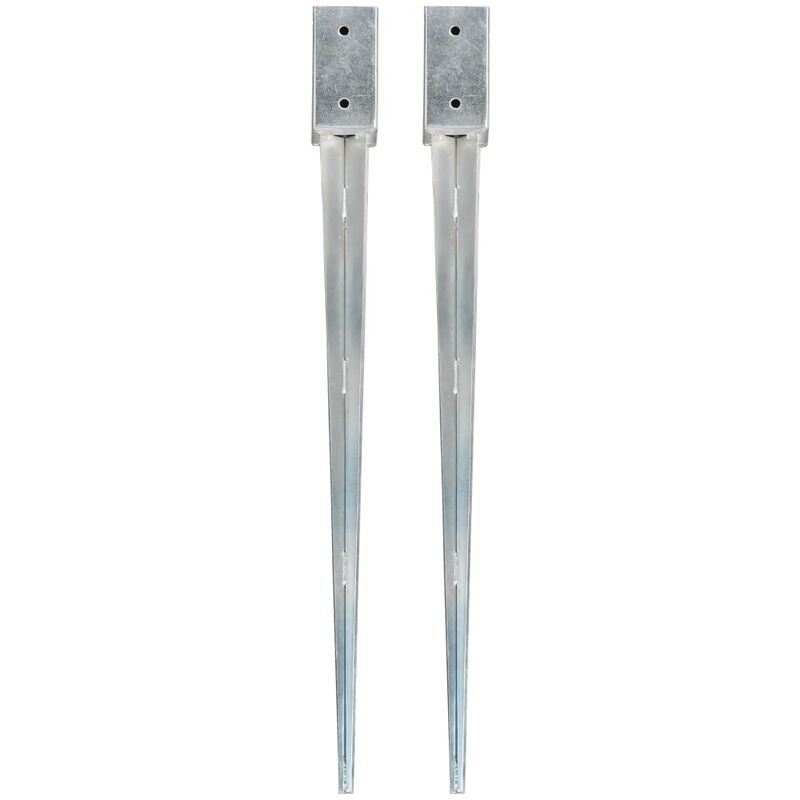 

Picas de tierra 2 uds acero galvanizado plateado 7x7x90 cm
