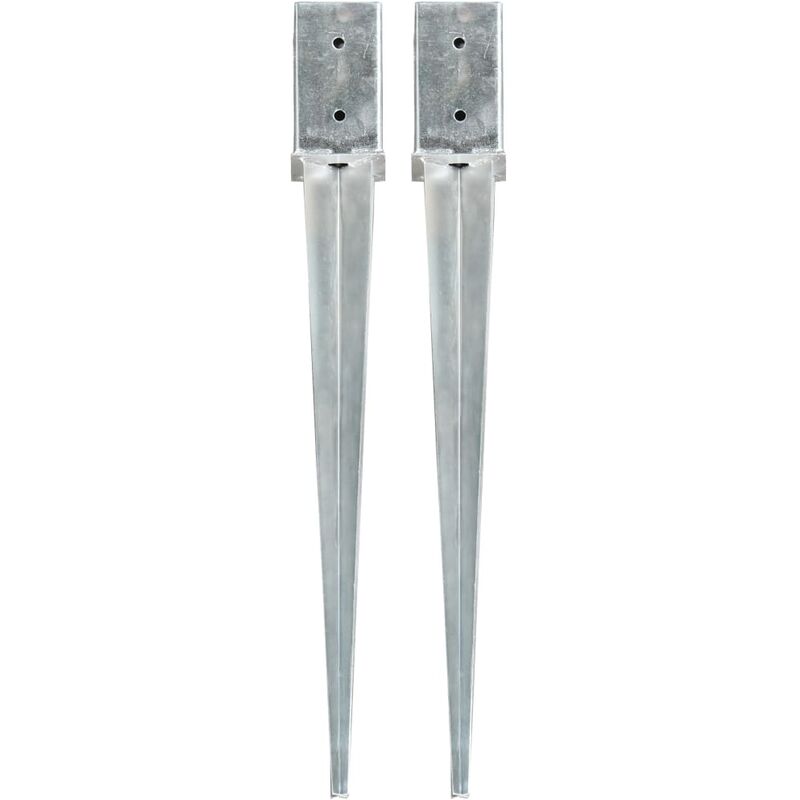 

Picas de tierra 2 uds acero galvanizado plateado 8x8x76 cm