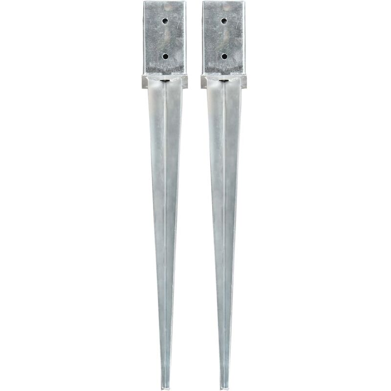 

Picas de tierra 2 uds acero galvanizado plateado 8x8x76 cm