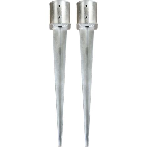 Picas de tierra 2 unidades acero galvanizado plateado 12x91 cm