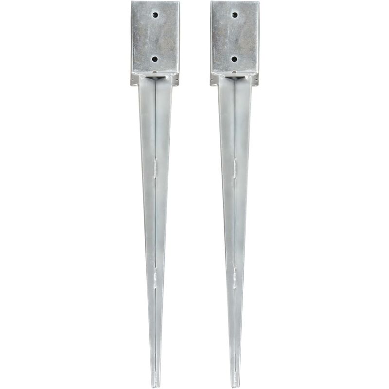 

Picas de tierra 2 unidades acero galvanizado plateado 9x9x75 cm