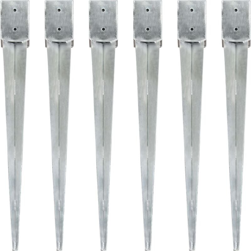 

Picas de tierra 6 uds acero galvanizado plateado 10x10x91 cm
