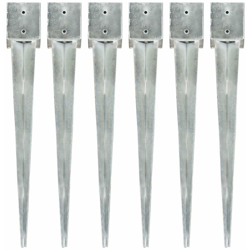 

Picas de tierra 6 uds acero galvanizado plateado 12x12x89 cm