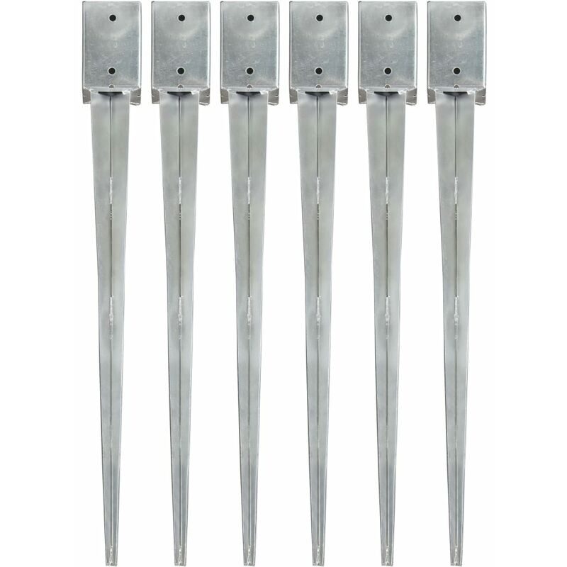 

Picas de tierra 6 uds acero galvanizado plateado 9x9x90 cm