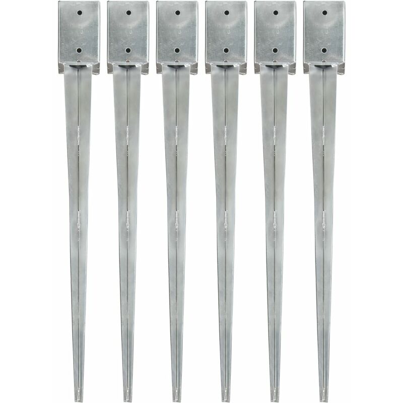 

Picas de tierra 6 uds acero galvanizado plateado 9x9x90 cm