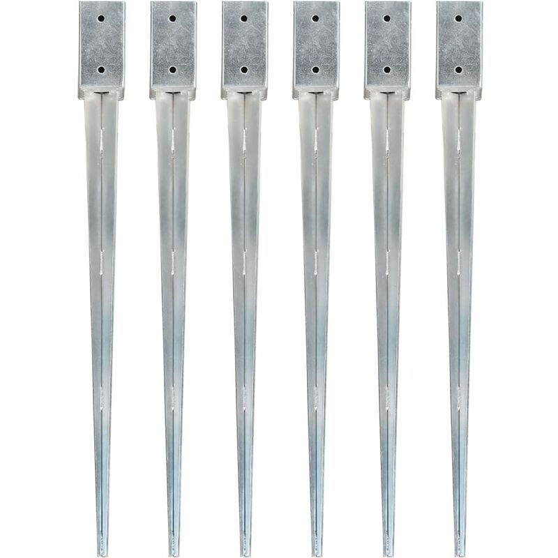 

Picas de tierra 6 unidades acero galvanizado plateado 7x7x90 cm