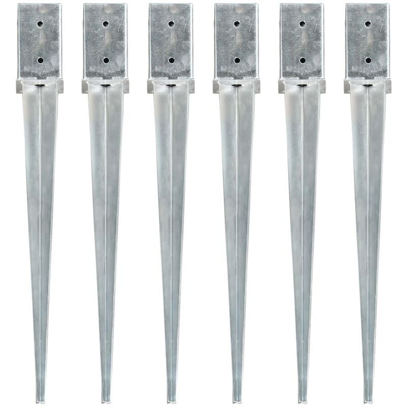 

Picas de tierra 6 unidades acero galvanizado plateado 8x8x76 cm